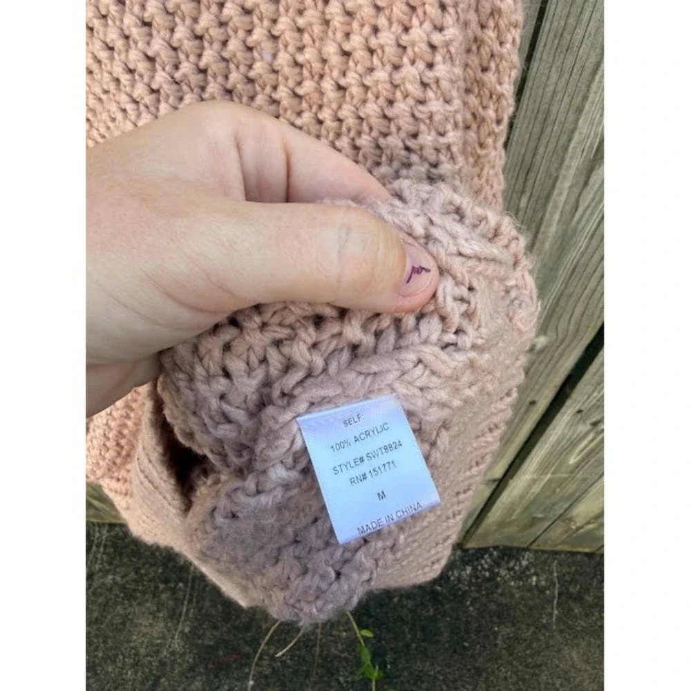 Boho Cottagecore Lane 201 Chunky Knit Sweater M Blush Pink SWT8824 Pullover